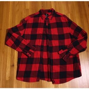Buffalo Plaid mens flannel H&M red and black button down relaxed fit large